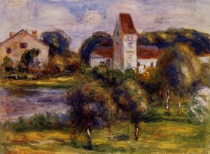 Breton Landscape Church And Orchard — Pierre-auguste Renoir