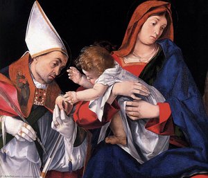Madonna And Child With St Ignatius Of Antioch And St Onophrius (detail) — Lorenzo Lotto, Italian Renaissance
