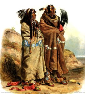 Sih-chida And Mahchsi-karehde, Mandan Indians, Plate 20 From Volume 2 Of 'travels In The Interior Of North America' — Karl Bodmer, Romanticism