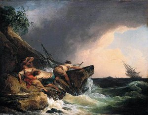Rocky Coastal Landscape In A Storm — Philip James De Loutherbourg