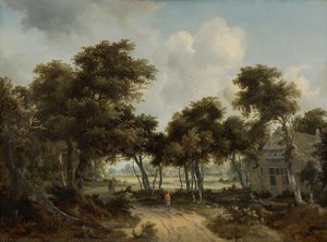 Cottages In A Forest — Meindert Lubbertszoon Hobbema, Dutch Golden Age Landscape