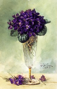 Violets In A Glass Goblet — Raoul De Longpre