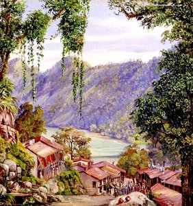 Looking Down The Bazaar And Lake Of Nynee Tal, Kumaon, North West India — Marianne North