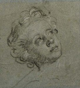 Head Of A Young Boy Looking Up To The Right — Marc Nattier