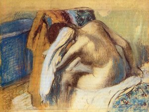 Woman Drying Her Hair — Edgar Degas, Impressionist Pastel