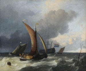 Dutch Sailing Boats In A Rough Sea — Ludolf Backhuysen I