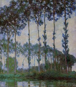 Poplars On The Banks Of The River Epte, Overcast Weather — Claude Monet, Impressionist Landscape