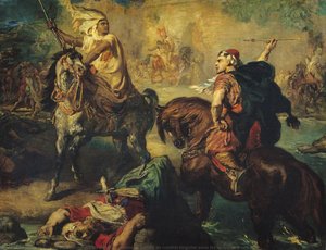 Chefs De Tribus Arabes Se Défiant Au Combat Singulier Sous Les Remparts D'une Ville — Théodore Chassériau, French Romanticism