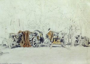 Landscape With Carts — Ivan Ivanovich Shishkin
