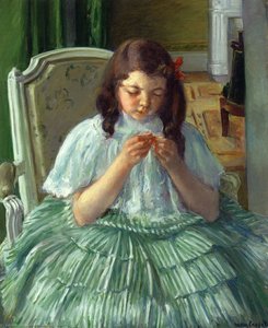Françoise In Green, Sewing — Mary Stevenson Cassatt
