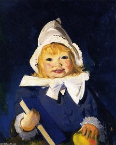 Jean With Blue Book And Apple — George Wesley Bellows
