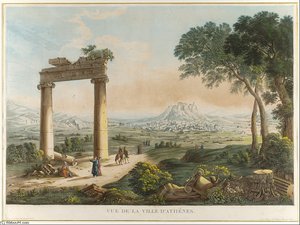 View Of Athens With Hadrians Aqueduct