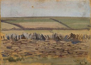 An Exmoor Landscape With A Wall (recto) — Sir Alfred James Munnings, British Regionalism