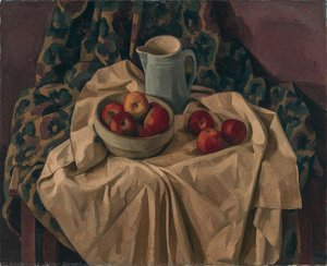 Still Life With Bowl Of Apples And Grey Pitcher — Wilbur Niewald
