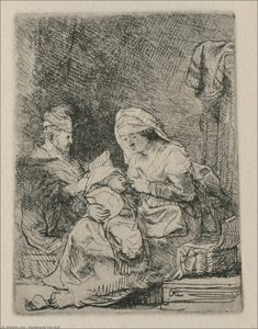 A Holy Family, The Virgin With A Basket Of Linen — Rembrandt Van Rijn, Baroque