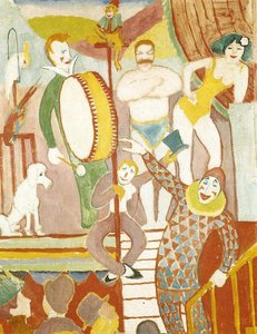 Curcus Picture Ii: Pair Of Athletes, Clown And Monkey — August Macke