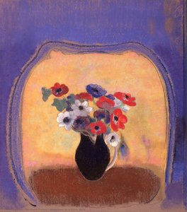Anemones In A Black Vase — Bertrand Redon