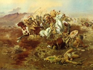 Indian Fight, -1 — Charles Marion Russell, Western Realism