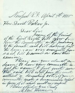 Mahlon Van Horne Letter To State Senator Baker Jr. Requesting His Vote To Pass The Civil Rights Bill — Mahlon Van Horne
