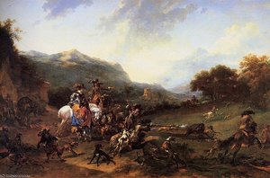 Pietersz Wild Boar Hunt Sun — Nicolaes Pietersz Berchem