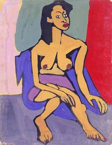 Seated Female Model With Purple Skirt — William H. Johnson, Harlem Renaissance