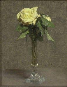 Still Life A Yellow Rose — Henri Fantin-latour, Impressionistic Still Life