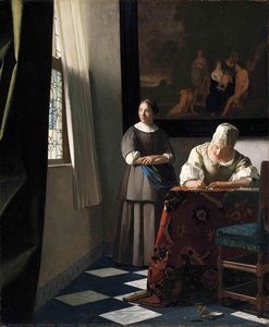 Lady Writing A Letter With Her Maid — Johannes Vermeer, Dutch Golden Age Realism
