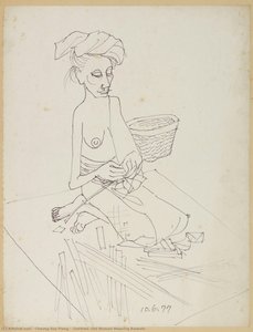 (Untitled) Old Woman Weaving Baskets