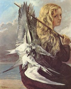 Girl With Seagulls,trouville — Gustave Courbet