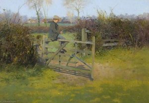 Sitting On A Gate, Bushey — Thomas Edwin Mostyn