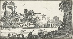 Landscape With Ruins And Shepherds With Sheep — Esaias Van De Velde
