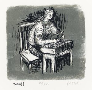 Girl Seated At Desk V; And Seated Figure — Henry Moore