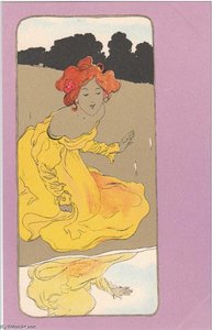 Girls With Purple Surrounds (9) — Raphael Kirchner, Art Nouveau