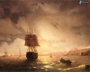 The Harbor At Odessa On The Black Sea — Ivan Konstantinovich Aivazovsky, Romanticism
