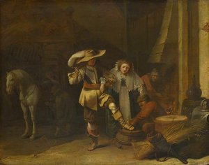 A Man And A Woman In A Stableyard — Pieter Jansz. Quast