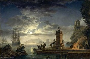Marine, Night Effect — Charles Francois Lacroix De Marseille