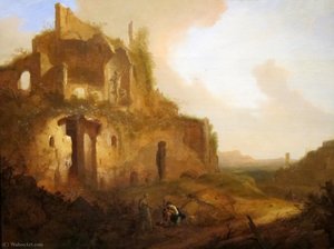 An Italianate Landscape With Ruins And An Artist Sketching — Bartholomeus Breenbergh