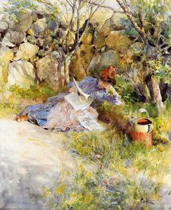 A Lady Reading A Newspaper — Carl Larsson