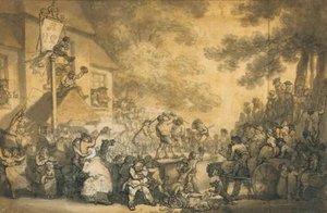 The Broadsticks Match — Thomas Rowlandson
