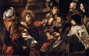 Christ Among The Doctors — Serodine Giovanni, Caravaggist Style
