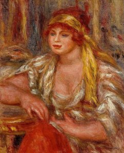 Andree In Yellow Turban And Blue Skirt — Pierre-auguste Renoir