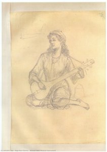 Woman With Musical Instrument — Raja Ravi Varma