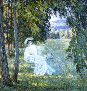 Madame Vian Seated In The Park — Henri Lebasque