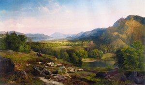 Shepherdess Watching Her Flock — Thomas Moran