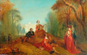 Figures In A Park — Alfred Joseph Woolmer, Romanticism