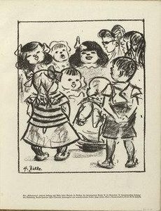 Study With Singing Children (studienblatt Mit Singenden Kindern) (plate, Folio 11) From The Periodical Der Bildermann, Vol. 1, No. 5 (june 1916) — Heinrich Zille