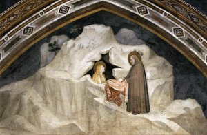 Scenes From The Life Of Mary Magdalene: The Hermit Zosimus Giving A Cloak To Magdalene — Giotto Di Bondone, Early Renaissance