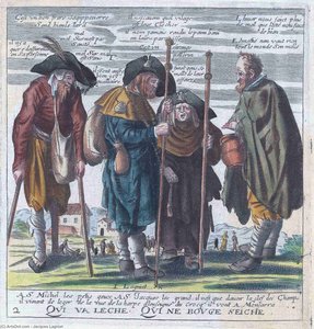Satiric Engraving Of St. Pilgrims From Jacques Lagniet From The Recueil Des Plus Illustres Proverbes Of (1657) — Jacques Lagniet