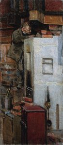 Mason Restoring Kalela's Fireplace — Akseli Gallen-kallela