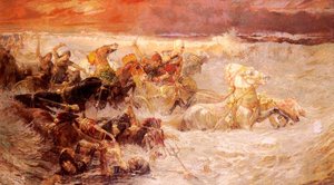 Pharaoh's Army Engulfed By The Red Sea — Frederick Arthur Bridgman, Romanticism